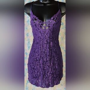 "CACHET" Vintage Purple Stretch Lace Nightgown